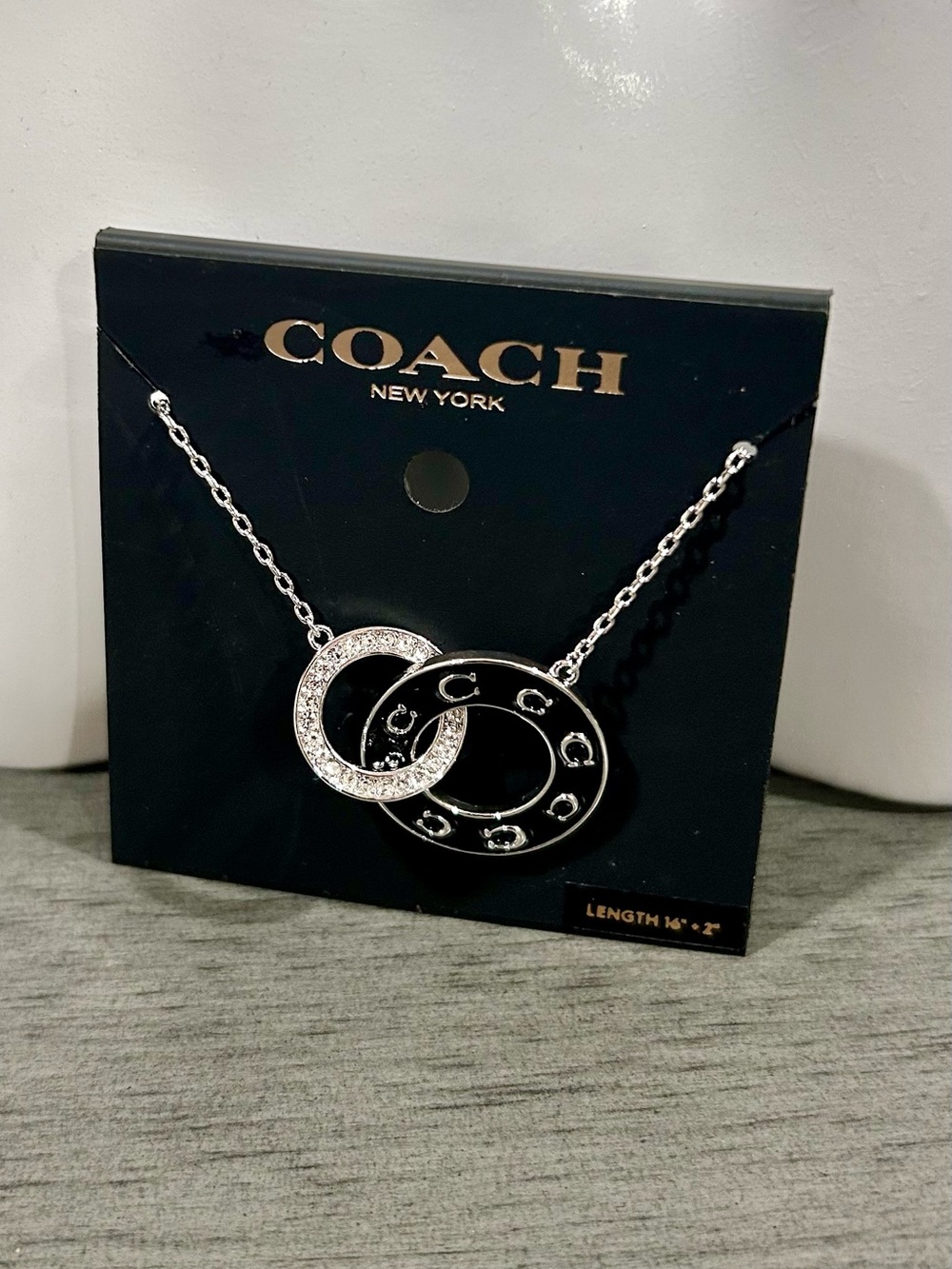 Coach Silver Interlocking Pendant Necklace